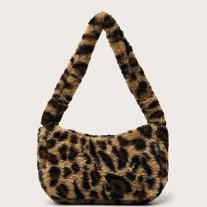 Leopard Print Fluffy Shoulder Bag
